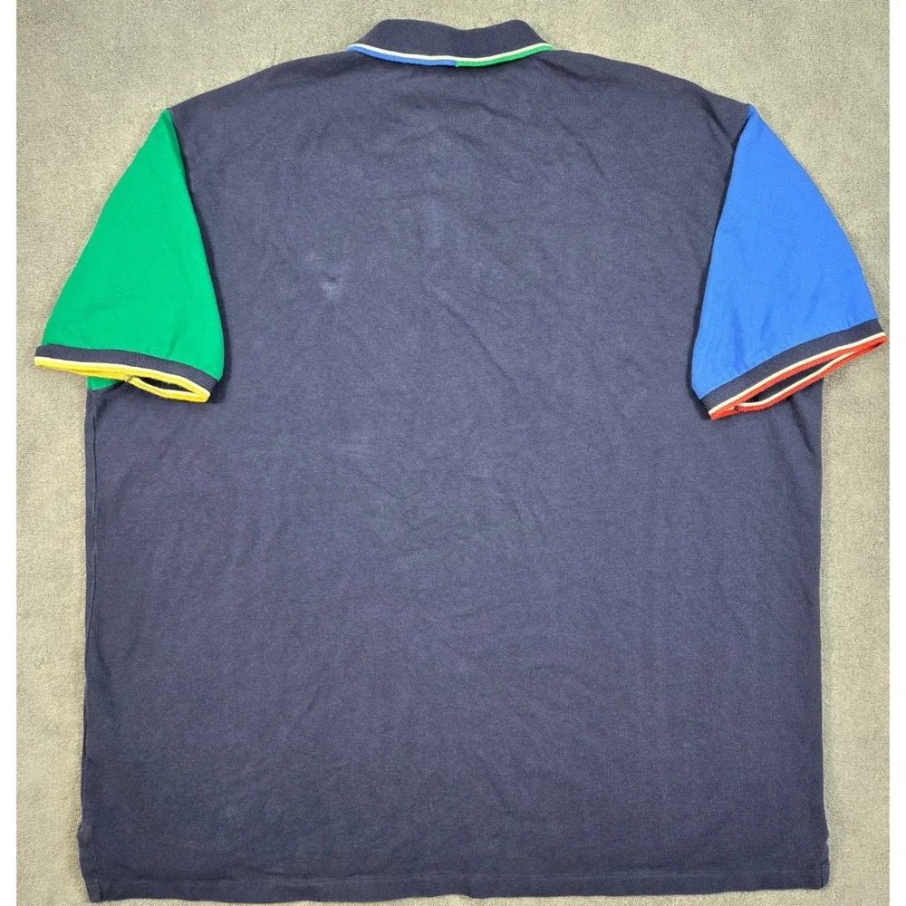 Polo Ralph Lauren 2XB Shirt Mens Big‎ Tall Colorblock Navy Blue Mesh Polo Top